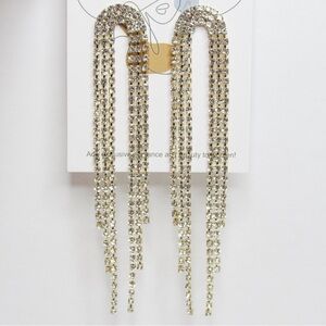 Silver Jeweled Tassel Dangle Earrings - Party, New Years, Birthday, Night Out